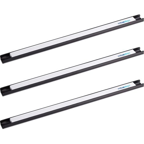 Set di 3 barre magnetiche supporto a parete porta attrezzi 45 x 5 x 2 cm in acciaio nero 130008387