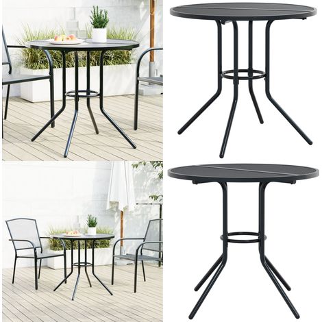 Table de patio ronde anthracite acier enduit de poudre - Table De Jardin - Table Extérieure - Table Ronde - Mobilier De Jardin - Acier Enduit De Poudre - Home & Living