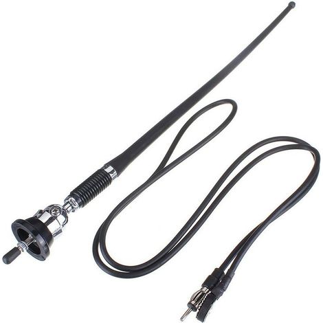 Antenne radio marine pour bateaux, antenne AM/FM flexible et étanche de 36 cm, adaptateur avec cable de 130 cm pour voitures, camions, camping-cars, caravanes et yachts