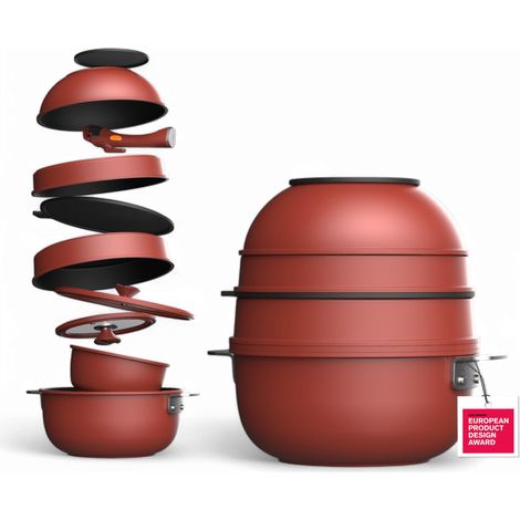 Ensemble de 10 ustensiles de cuisine empilables Manche amovible Gain de place Fonte d'aluminium Revêtement antiadhésif (1/5)