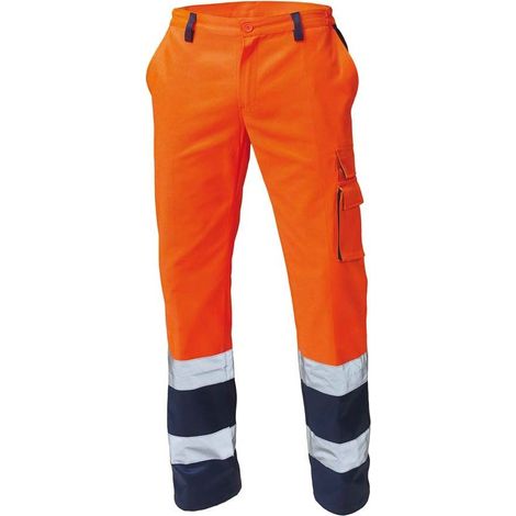 Pantaloni ad Alta Visibilita Bicolore Siggi  Arancioni Blue Arancio-Navy XS