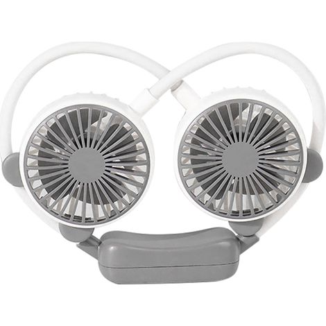 Ventilateur de cou portable, pliable, rechargeable par USB, mains libres, mini ventilateur suspendu pour le bureau et les voyages, blanc (1/5)