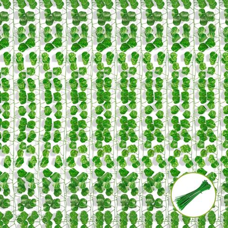 Guirlande de feuilles de vigne artificielles Bcc, 12 pièces – avec attaches de câble – pour décoration murale, jardin, mariage, fête (1/5)