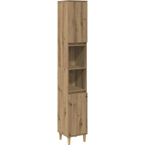 Armadietto da bagno rovere artigianale 30 x 30 x 190 cm con ampio spazio di archiviazione stile naturale in legno ingegnerizzato rovere 020051031
