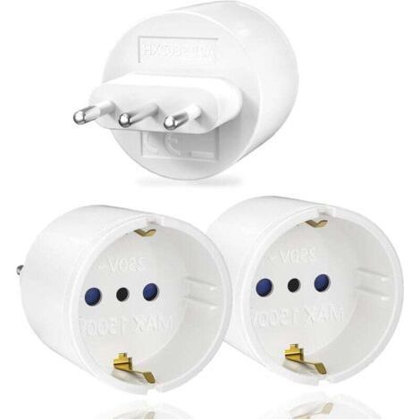 3pcs Italy Travel Adapter, France to Italy Travel Plug, Italy Type L Plug Adapter for Italy, Syria, Uruguay,Chile, Maldives (1/4)