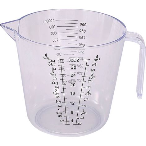 Vaso medidor de cocina de 1000 ml, perfecto para medir ingredientes en repostería, un utensilio de cocina esencial (1 transparente). (1/5)