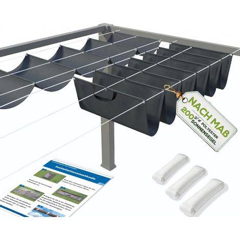 Voile d'ombrage rétractable ondulée avec œillets 1x3 m - Toile d'ombrage sur mesure, imperméable, protection UV 95%, résistante aux intempéries - Protection solaire pour terrasse, pergola (1/5)