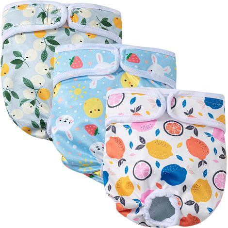 3PCS Couches pour Chiens Femelle Lavable, Culotte pour Incontinence, Culotte Menstruelle Chien, Réutilisables Culottes Hygiéniques Très Absorbantes Chiennes Chaleurs (1/5)