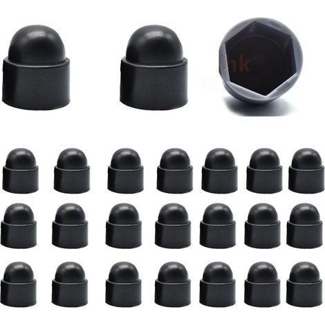 Capuchons Plastiques M6 pour Vis et Écrous - Lot de 25 (Noir) - Bouchons de Protection Hexagonaux Anti-Corrosion pour Mécanique, Mobilier et BTP (1/5)