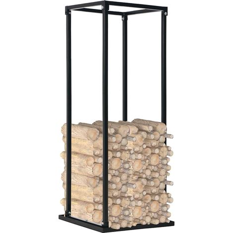Maison Exclusive - Rastrelliera per Legna da Ardere Base Nera 37x37x113cm Acciaio (1/5)
