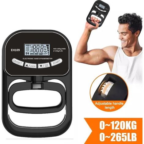 Griffkraftmesser, elektronischer Griffkraftmesser, Unterarm-Griffkrafttrainer, digitales Trainingsgerät, 120 kg (265 lbs), wiederaufladbar, geeignet