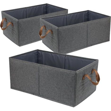 BelleRise - Lot de 3 boîtes de rangement grande capacité pour dressing – Boîtes de rangement robustes et pliables (1/5)