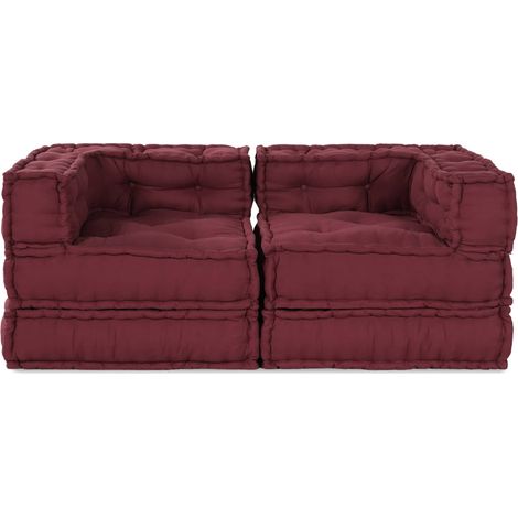 Sofá modular Manual 2 pcs Castaño 70 x 70 x 56 cm tela