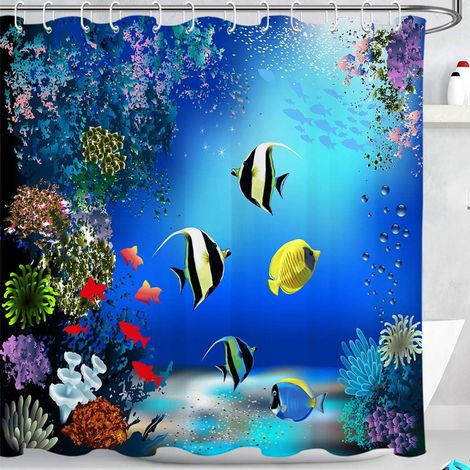 Filiyano-Rideau de douche Under Water World imperméable et anti-moisissure pour salle de bain 180x180cm A (1/5)