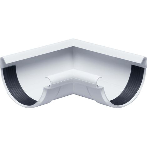 INEFA Rinnenwinkel 90 Grad halbrund Innenwinkel, PVC Wulst innen, Verbindungsstück Dachrinnenzubehör, einfache Montage - NW100 / 100mm Weiß