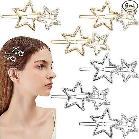 pince Cheveux Toile Creuse 6 Pices, Pince Cheveux En Strass, Pince Cheveux Gomtrique En Mtal, Pince Cheveux Antidrapante, Pince Bec De Canard (1/5)
