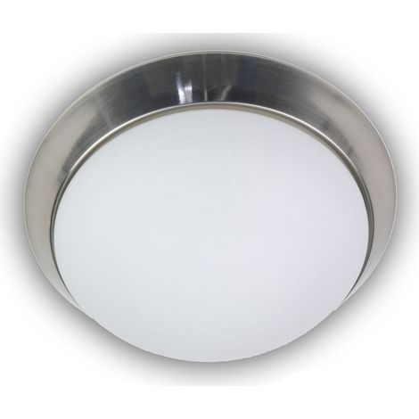 LED-Deckenleuchte rund, Opalglas matt, Dekorring Nickel matt, Ø 25cm (1/4)