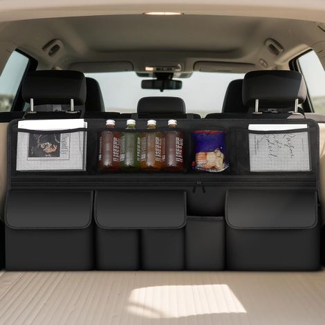 Sac de rangement pour voiture à 9 compartiments, organiseur de coffre, sac de coffre avec élastique solide (105 × 52 cm) (1/5)