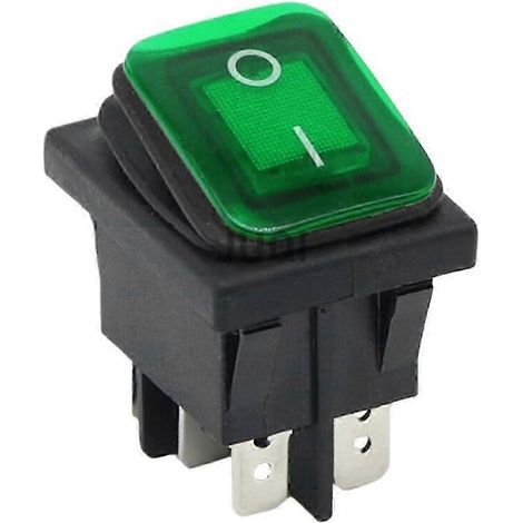Interrupteur à bascule 2/3 positions, 6 broches, 16 A 250 V CA / 20 A 125 V CA, réarmement automatique, vert, jkw (1/5)