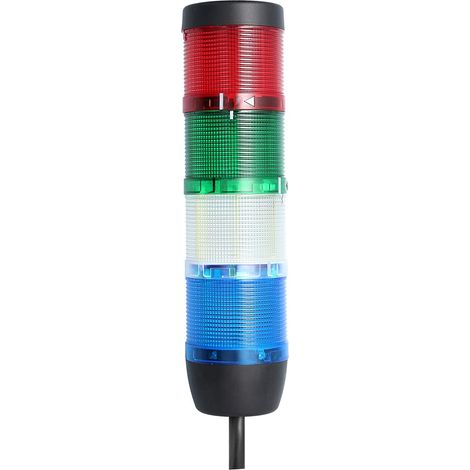 STEX24 Signalsäule blau-weiß-grün-rot, 70mm, 24V AC/DC, LED-Blinklicht Kabel 0,6 Meter, SS70-OB4/24 117 Anschlusstechnik: Anschlusskabel - 1 Stück (1/2)
