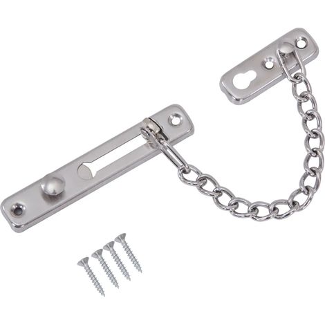 Cadena de puerta de acero inoxidable de 3 piezas con cierre de seguridad, adecuada para la seguridad de puertas de hogares y hoteles. (1/5)