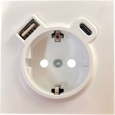 Tapa enchufe con USB a + USB C Blanco brillo Enchufe Dynamic ART S40 Atmoss