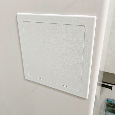 Panneau d'accès en plastique pour porte de 250 mm x 250 mm – Blanc, plaque de recouvrement à charnière – Loquet de porte – Charnière invisible – Porte amovible – Surface lisse, pouvant être peinte (1/5)