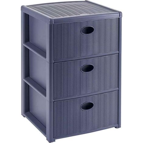 Stefanplast Cassettiera 3 Posti Elegance Blu Navy 40x40x60cm