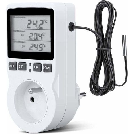 Prise Thermostat, Prise Minuteur Digital, Prise Programmable Digitale avec Sonde, Minuterie Numérique Programmable, Prise Thermostat chauffage pour Serre, Aquarium -Versailles (1/5)