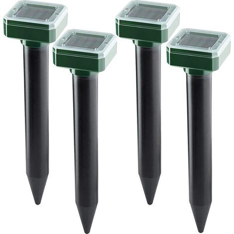 Set aus 4 intelligenten Ultraschall-Maulwurfabwehr-Solargeräten, Außen-Mäuseabwehr, solarbetriebene Maulwurfabwehr.