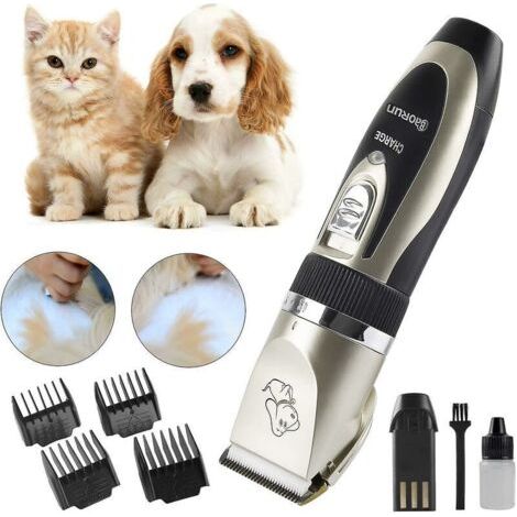 Pr Tondeuse Chien Chat Professionnelle Tondeuse Animaux Tondeuse Professionnelle pour Chien et Chat Lames en Céramique Fil Rechargeable avec 4 Peignes Adaptable
