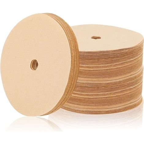 Lot de 400 filtres à café percolateurs non blanchis, filtres en papier jetables de 9,5 cm, filtres à disque couleur bois (1/4)