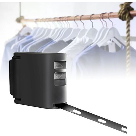 Étendoir à linge rétractable Puch Free, fixation murale invisible avec clip réglable, noir (1/5)
