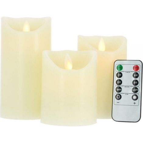 3-Pack LED Candles with Flickering Flame and Remote Control (1/4)
