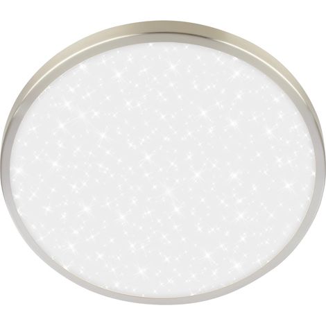 Plafonnier LED avec panneau décoratif, lumière blanche neutre, ciel étoilé, salon, chambre, luminaire plafonnier, 24 x 6 cm, nickel mat (1/5)