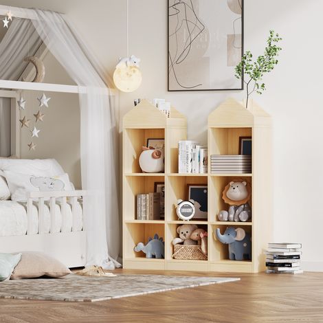 Bibliothèque pour Enfants, étagère à Jouets 8-Cubby, Organiser pour Livres,107x91x30 cm (1/5)