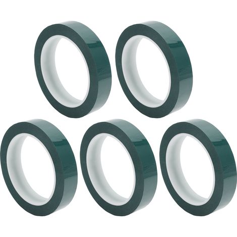 Lot de 5 rubans adhésifs en film polyester ignifugés et résistants à la chaleur pour appareils électriques (vert). (1/5)