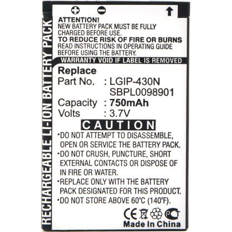 NX - Batterie téléphone, smartphone, GSM pour LG 3.7V 650mAh - SBPL0098901LGIP-430NLGI (1/4)