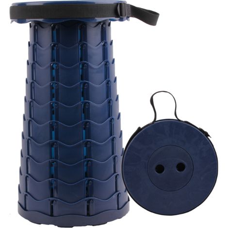 Tabouret télescopique en plastique tabouret de croquis de pêche pliant en plein air bleu marine (1/4)