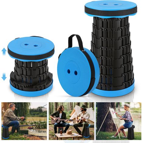 Tragbarer Klappstuhl Kompakt Leichte Teleskop 150kg Outdoor Klapphocker Tragbar Blau