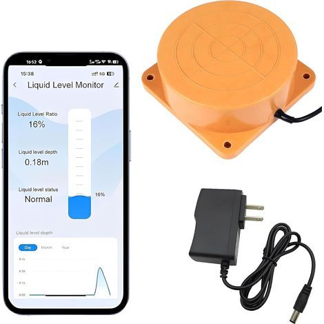 Détecteur d'eau WiFi, capteur de niveau d'eau ultrasonique, moniteur de niveau de liquide, capteur d'eau intelligent, capteur de niveau d'eau/huile WiFi pour réservoirs d'eau et d'huile, Tuya Smart Li (1/5)