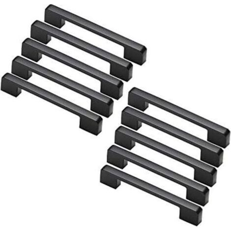 10pcs poignée meuble entraxe 128m-poignée porte cuisine noire poignee barre meuble poignee de cuisine noire (1/4)