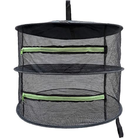 Séchoir à herbes 2 étages pliable avec fermeture éclair, panier suspendu et filet de séchage
