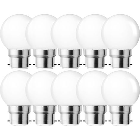 Paquete de 10 bombillas LED B22 de 1W, luz blanca cálida, luz LED blanca lechosa para golf, 220V, bombilla colorida de bajo consumo, guirnalda para fiestas, adecuada para decoración de interiores [Cla