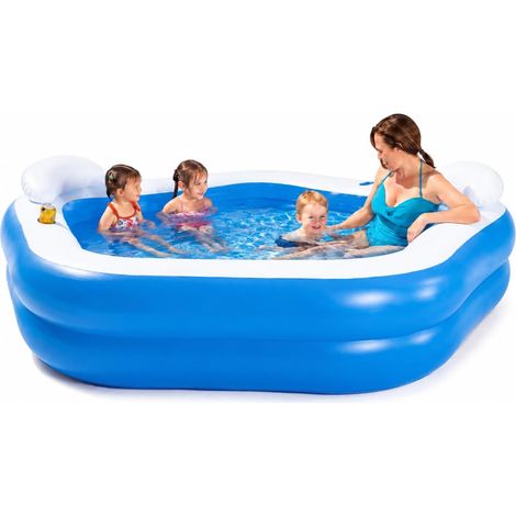 Piscine gonflable octogonale avec siètes et appuie-tête 213 x 206 x 69 cm (1/4)