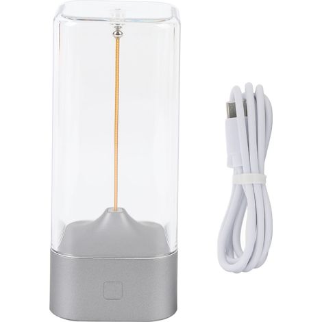 Lampada da scrivania a LED moderna e minimalista con filamento magnetico, controllo touch, intensità regolabile, ricaricabile, colore argento. (1/5)
