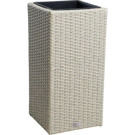 Polyrattan Blumenkübel Pflanzkübel 60 cm Rattan Blumentopf Übertopf Topf Beige (1/5)