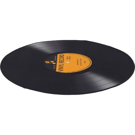 Tapis Rond Rétro en Polyester et Facile à Nettoyer Antidérapant des Années 80 pour Disques Vinyles pour Espace à Thème Musical et Zones à Fort Passage (1/5)