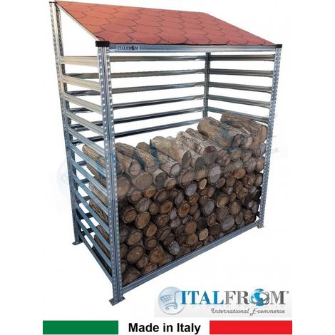 Legnaia Modulare ITALFROM� in Acciaio Zincato Autoportante - Modulo Iniziale - cm L98 x P60 x H200 - Tetto Verde (1/3)