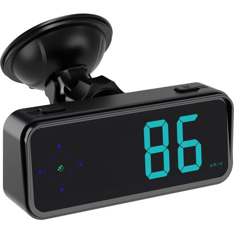 Ortviai Afficheur tête haute GPS pour voiture – Compteur numérique de vitesse KM/H ou MPH, horloge digitale, alerte de dépassement de vitesse
